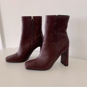 Top shop faux- snakeskin heeled booties